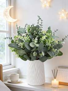 12件/套，11.8英寸人造叶枝，塑料玫瑰叶，仿真绿植，适用于室内外家居酒店派对婚礼装饰、桌面摆件、DIY工艺品、Rama装饰 - 綠色 - 查看 7