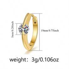 1 Pair 925 Sterling Silver Fashion Metal Cubic Zirconia Stud Earrings, Suitable For Daily, Casual, Vacation, Party Wear, Holiday, Birthday Gift - Gold - View 4