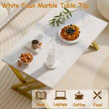 Coffee Table Living Room Table Black Center Table Modern Faux Marble Rectangular Tea Table With Sturdy Black-Finished Metal Frame,Industrial Wooden Coffee Table For Bedroom Home Office - Vàng - Xem 6