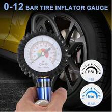 Manómetro Inflador De Neumáticos, 0-12 Bar, Pistola De Presión De Neumáticos Autoblocante Con Manómetro, Pistola Inflador Neumáticos Digital 0-12 Bares Con Conector - Azul - Ver 2