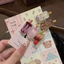 5/10/20 pièces Super mignons clips à cheveux d'été réalistes en forme de mini glace, ventouse à glace, accessoires capillaires DIY pour femmes et filles, coiffure de salon, support de coiffure - Clips à cheveux en forme de glace et de crème, aimants de réfrigérateur DIY, mini accessoires - Mini glaces - Voir 10