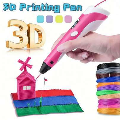 3D Printing Pen With Display - Includes 3D Printing Pen, 3D Drawing Pen, DIY 3D Printing Pen, 3D Art Graffiti, 2 Initial Colors Of PLA Fans, Template Book And Project Guide, As Well As Power Adapter. Children's 3D Printing Pen, LCD Display Art Activity Set For Boys And Girls, Educational Sticks For Children, Art Tools, Birthday Gifts, Christmas Gifts