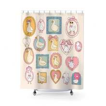 Goose Shower Curtain Unique Bathroom Decor Housewarming Duck Funny Goose Silly Coquette Stamp Frame Girl Dorm Home Decor - A - 查看 3