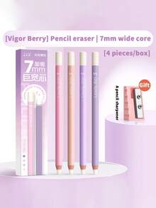 4pcs Macaron Color Large Pencil Erasers - Free Pencil Sharpener Included, Dust-Free Precision Erasers For Students, High-Light Erasers For Art Sketching - Extra Wide Core Pencil Eraser - View 11