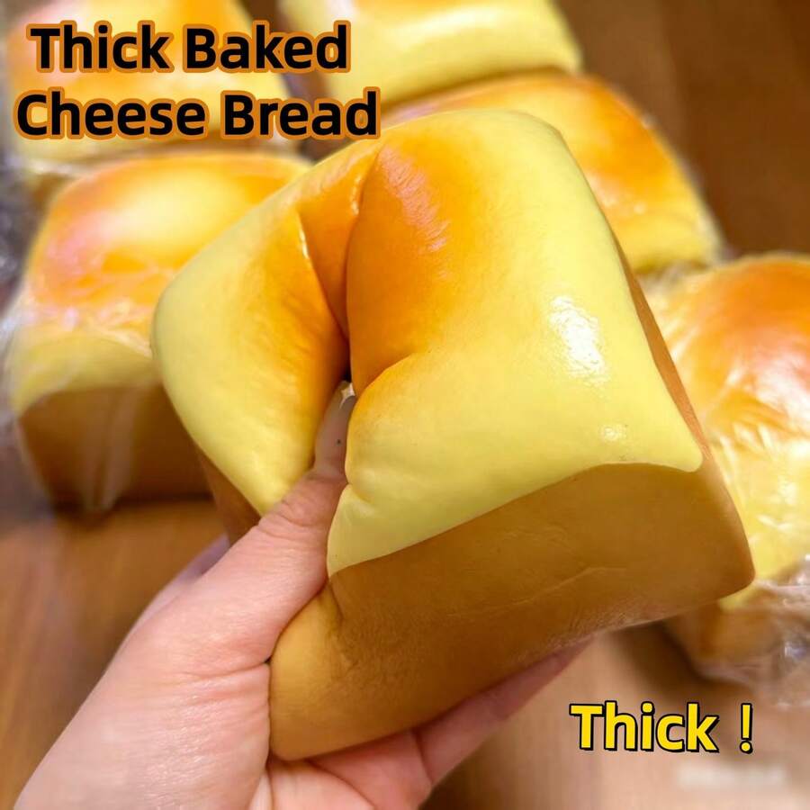 柔软舒缓的厚烤奶酪面包玩具，创意慢回弹减压小礼物，送给亲朋好友 - 彩色 - 查看 1