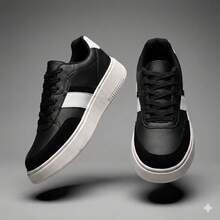 Tênis Casual Masculino Street Original Leve, Confortável e Moderno Sapatenis R1725 - Preto/Branco - Visão 4