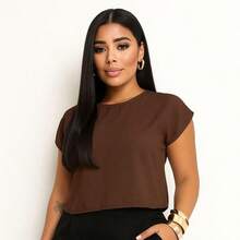 Basic Cropped Modeling With Perfect Fit Factory Price Get Yours Now - Rust Brown - View 6