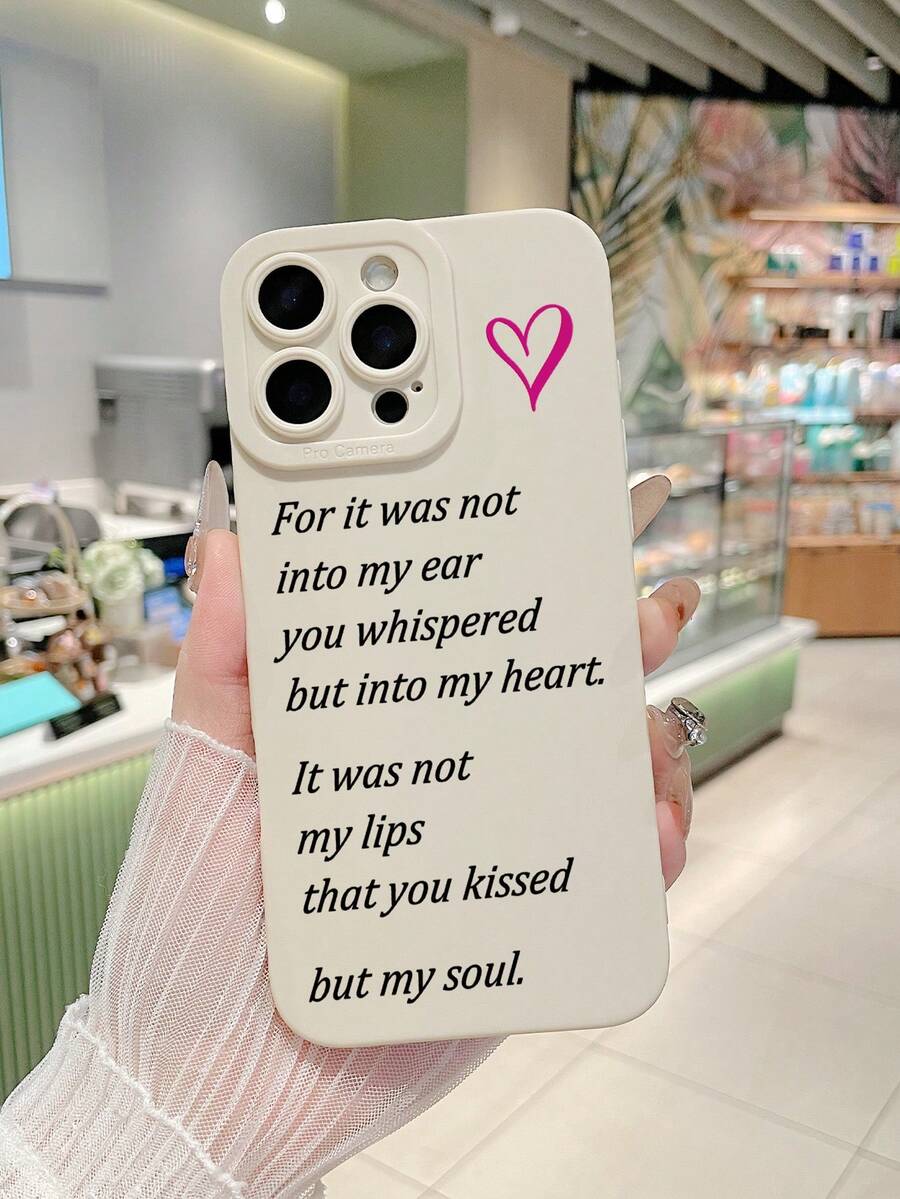 浪漫标语印花哑光白手机壳，艺术美学手机壳，适合日常通勤和约会，兼容 17 Pro、17、16、16 Plus、Air、17 Pro Max 和 Galaxy S24 Ultra，手机壳，S25 Ultra 手机壳，快速发货 - 白色 - 查看 1