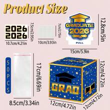 2-Pack 2026 Number Sticker Cash Gift Box, Surprise Piggy Bank, Transparent Bag Gift Suitable For Children And Adults, Includes 50 Transparent Bags - Give Cash Gifts To Loved Ones In A Fun Way - Blue - View 8