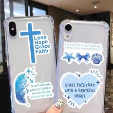 50张全新蓝色圣经语录贴纸 - 卡通DIY手账用品，防水装饰贴纸，适用于水瓶、笔记本、手机壳、计划本和背包，是创意装饰的理想之选 - 50PCS - 查看 8