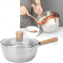 304 Stainless Steel Saucepan, Solid Wood Anti-Scalding Handle With Hook, Multipurpose Sauce Pan With Pour Spouts, Sauce Pot, CooFKing Pot (1.7 Quart/2.2Quart/3.0Quart) (8.67 Inch 3Quart) - 8.67吋3誇脫 - 查看 10