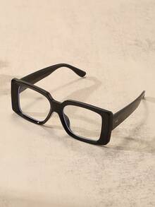 Unisex Rectangular Plastic Eyeglasses Frame, Light Glasses For Computer, Gaming, TV, Mobile Phone, Fashion Optical Glasses - Black - View 3