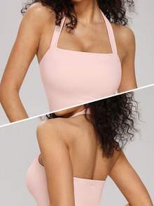 MASKERT Tank Top Olahraga Wanita Model Racerback, Pas dan Nyaman, Cocok untuk Yoga, Kebugaran, Lari, Lompat Tali, Tenis, dan Olahraga Lainnya - Berwarna merah muda - View 4