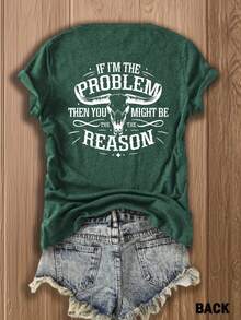 "If I'm The Problem" Funny Math Shirt - Double-Sided Print Cotton Tee | Soft & Comfortable | Mathematician Gift Idea For Couples, Him & Her - Green - View 3