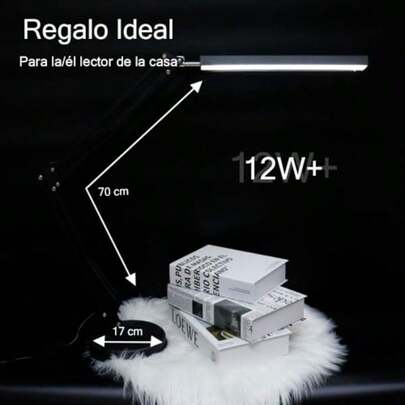 CM-TOP Lampara de Escritorio Lampara de Mesa Con Brazo Flexible de 360° Lampara Led Con 3 Luces Regulables Blanca Cálida y Blanca Cálida Ajustable en posiciones