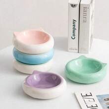 Cat Ear Shaped Ceramic Pet Bowl - Flat Bottom Anti-Spill Creative Food & Water Bowl, Suitable For Cats And Dogs - 100ml - View 4
