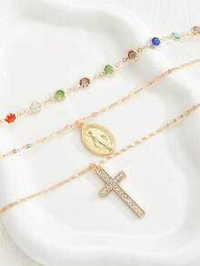 2 chiếc vòng cổ pha lê thủy tinh nhiều màu thanh lịch thủ công, vòng cổ choker mặt trời nhiều lớp thời trang đa năng dành cho nữ, thích hợp để đeo hàng ngày và chụp ảnh hẹn hò - Nhiều màu - Xem 10