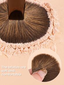 MAANGE 1pc Professional Aluminum Tube Powder Brush,Soft Powder Makeup Brush,Makeup Tools With Soft Fiber For Easy Carrying,Brush For Travel,Accessories Gifts For Friends,Giveaways - Coffee Brown - View 7