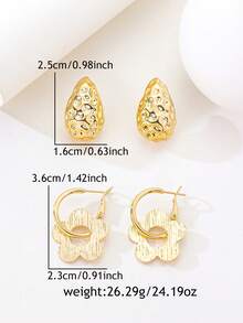 6对时尚百搭的水滴形和五叶花耳环，适合日常佩戴、节日和派对场合 - 彩色 - 查看 4