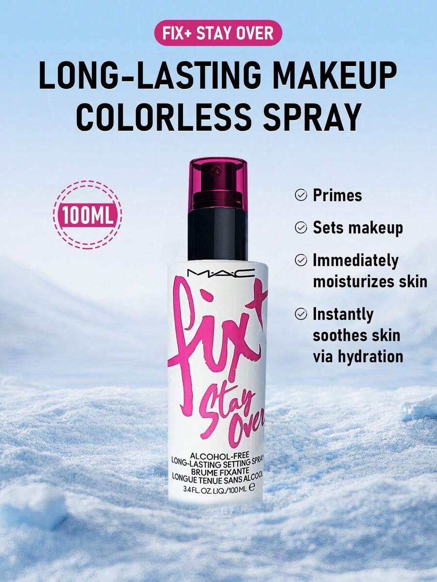 MAC Long-Lasting Makeup Setting Spray (Alcohol-Free Formula) 100ml/3.4oz | Alcohol-Free | Moisturizing Setting Spray | Long-Lasting Makeup Effect | Lightweight & Weightless | Smudge-Resistant | Fine Mist Nozzle - Fix+Stay Over - 100ml - View 1