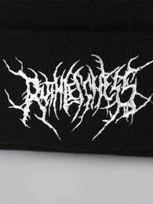 1pc Or 2pcs Gothic Style Men Embroidered Scarf Knitted Beanie, Fashion Street Ski Hat, Warm And Versatile Cold Weather Cap, Loose Fit. - Multicolor - View 2