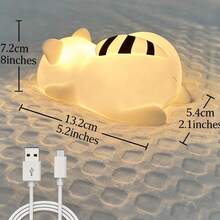 QUIGO 1 PCS Night Light Kids Raccoon Tapping Light Cute Led Lamp Bedside Lamp Baby Nursery Bedroom Sleep Light Child Boys Girls Holiday Gift Dimmable Touch Control Rechargable Timing Living Room Table Desk Lamp Cool Stuff Fun Kawaii  Decoration Aesthetic Novelty Accessories Eye Protection - Raccoon Night Light - 查看 8