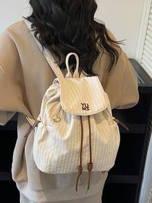 Japanese Style Fresh Small Plaid Fabric Backpack, Spring/Summer Popular Mini Backpack, Fashion Versatile Lady School Bag, College Style For Middle School, High School, University Students, Class Bag, Small Bag, Korean Version Casual Versatile Small Backpack, Lightweight Foldable, Suitable For Daily Use, Shopping, Small Fabric Bag - Multicolor - View 5