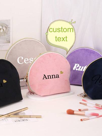 1pc Customizable, Heat-Transfer Velvet Shell-Shaped Storage Bag. Unique Design, Large Capacity, Multi-Functional, And Soft To The Touch. Reusable With A Polyester Lining. Can Be Used As A Makeup Organizer, Everyday Bag, Or Stationery Bag. Currently On Back-To-School , Also A Great Surprise Gift For Children's Parties, Bridal Parties, St. Nicholas Day, Valentine's Day, Thanksgiving, Three Kings' Day, Chinese New Year, And Birthdays.