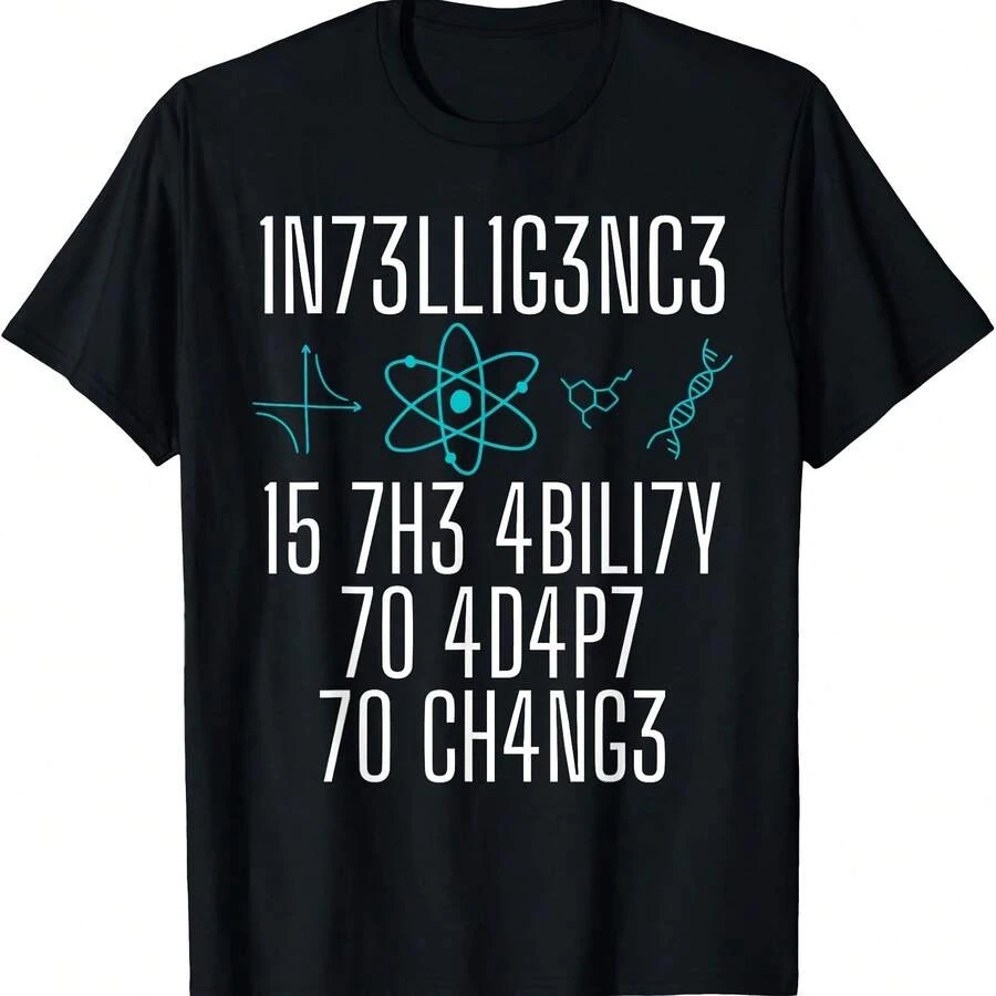 Intelligence is The Ability to Adapt to Change art People T-Shirt - Negro 5 - Ver 1