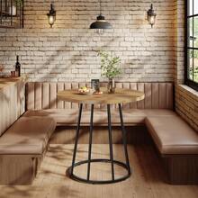 Tribesigns Tavolo da pranzo rotondo per 2-4 persone, Piccolo Tavolo da Cucina 80 cm con Struttura Metall Stabile Design Industriale per Sala da Pranzo, Cucina, Soggiorno, Caffè, Marrone - Castano - Visualizzare 4