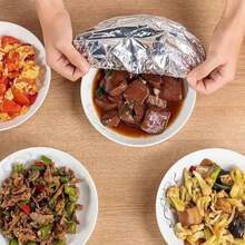 15/30片装铝箔食品盖 - 耐热、防漏、食品级、可重复使用的保温盖，高温材质，褶皱设计，使用方便，保持食物新鲜 - 淺灰色 - 查看 5