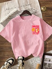 Camiseta de manga corta de cuello redondo casual de verano para mujer SPRITZ CLUB - Rosa Pálido - Ver 2