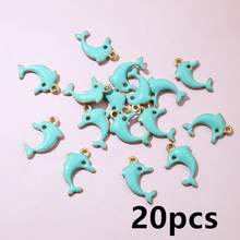 20个13x8毫米不锈钢可爱小海豚珐琅吊坠，不锈钢DIY首饰制作配件 - 海豚 - 查看 13