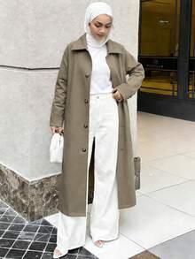 Livesso Women's Loose Fit Old Money Casual Design Windbreaker Jacket, Versatile For Spring, Summer, Autumn, Winter - Khaki - View 3