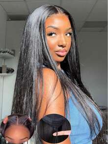 Human Hair Wig 4x4 HD Lace Front Wig Human Hair Pre Plucked Straight Wear And Go Glueless Wigs Human Hair Wigs For Women Natural Black Color Wigs Human Hair No Glue - Natural Black - View 1