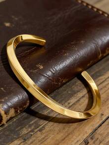 Minimalist Stylish Stainless Steel Bracelet, Open Cuff, Polished Finish, Suitable For Fashion Pairing And Gifting To Friends, Family, And Mother - Multicolor - View 1