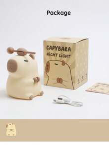 Touch Sensor Color Changing Night Light, Rechargeable Timed Silicone Hippo Animal Lamp, 7 Color Dimmable, Suitable For Bedroom, Holiday Gift - 卡皮巴拉木魚 - 查看 5