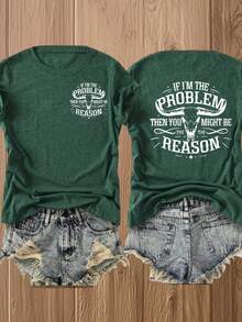 "If I'm The Problem" Funny Math Shirt - Double-Sided Print Cotton Tee | Soft & Comfortable | Mathematician Gift Idea For Couples, Him & Her - Green - View 1