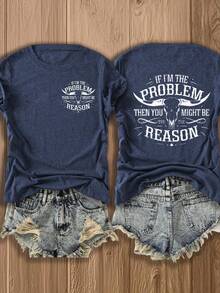 "If I'm The Problem" Funny Math Shirt - Double-Sided Print Cotton Tee | Soft & Comfortable | Mathematician Gift Idea For Couples, Him & Her - Màu xanh hải quân - Xem 1