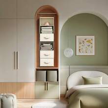 6-Shelf Hanging Closet Organizer With 3 Drawers, 2 Separable 3-Shelf Closet Organizers And Storage For Wardrobe Organization, Hanging Dresser For Nursury & Dorm Clothes Organizer, Beige - Beige - View 2