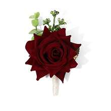 Boutonniere - les de flores para novios y novios decoración de fiesta accesorios de aniversario para hombre-038 - Rojo - - Ver 9