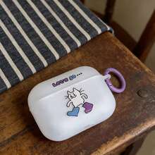 Cartoon Cat Design Protective Case Compatible With Apple , Anti-Scratch And Anti-Drop Cover Compatible With Apple Bluetooth Earphones - Matte White - View 7