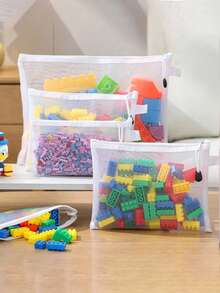 1/6/12件套网眼收纳袋整理套装，大容量手工小物件袋，透明网眼拉链文件袋，笔袋，收据收纳袋，化妆包，波西米亚风 - 彩色 - 查看 3