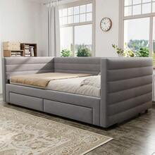 Sofa Bed Frame - Grey + Upholstered + 90cm*190cm-1 - View 4
