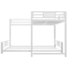 L-Shaped Metal Bunk Bed, Dimensions 90 X 200 Cm And 140 X 200 Cm, White - White - View 10
