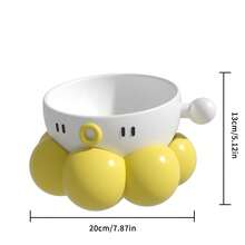 Ceramic Pet Bowl Set, Universal Anti-Slip Cat Dog Food Bowl, Slanted Neck-Protecting Bowl, Detachable & Deepened Anti-Splash Bowl - 300ml - View 2