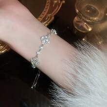 This Wealthy Lady Style All-Diamond Four-Leaf Clover Zirconia Bracelet Is A New 2025 Electroplated Bestselling Niche Item, Exuding A Luxurious And Refined Aura. It Is Glamorous And Alluring, Suitable For Wearing On Dates, Banquets, And Formal Dinners, Also Making An Excellent Gift. As The Most Fashionable High-End Jewelry, It Gives A Gentle And Sweet Feeling, Bringing A Sense Of Joy And Fulfillment. - Silver - View 12