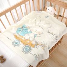 1件卡通印花可爱婴儿毯，可作襁褓毯、午睡毯，柔软保暖毛绒毯 - 彩色 - 查看 1