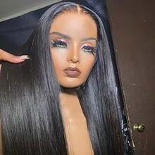 Human Hair Wig 4x4 HD Lace Front Wig Human Hair Pre Plucked Straight Wear And Go Glueless Wigs Human Hair Wigs For Women Natural Black Color Wigs Human Hair No Glue - Natural Black - View 10
