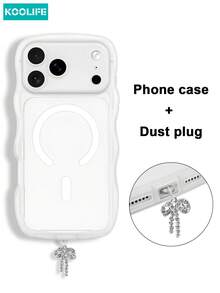 Tapón antipolvo de mariposa de color blanco mate con diamantes de imitación